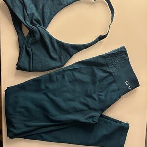 NVGTN Deep Teal Leggings and Bra Set